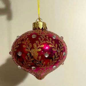 Holiday Lane Red Pink Rhinestone ornament